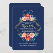 金ゴールド花フレームの招待状 招待状 (正面/裏面)