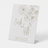 金ゴールド花ブライダルシャワーサインとギフト 台座サイン (正面)