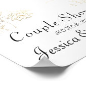 金ゴールド花夫婦シャワー歓迎ポスター看板 ポスター (角)