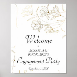 金ゴールド花婚約歓迎ポスター看板 ポスター