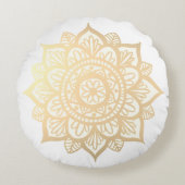 金ゴールド花曼荼羅円枕 ラウンドクッション (正面)