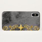 金ゴールド花柄の黒大理石 Case-Mate iPhoneケース (裏面(横))