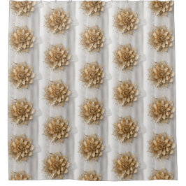 金ゴールド花柄 シャワーカーテン