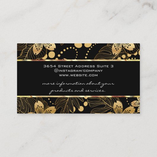金ゴールド花柄 名刺 (裏面)