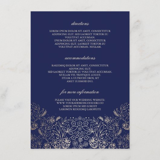 金ゴールド花海軍結婚式の詳細-情報 エンクロージャーカード (正面)