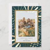 金ゴールド花火の夜空2写真新年 シーズンカード (正面)