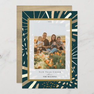 金ゴールド花火の夜空2写真新年 シーズンカード