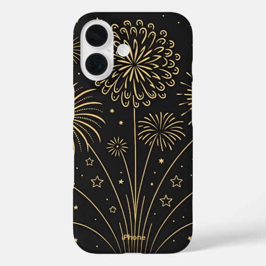 金ゴールド花火ミッドナイトiPhone 16ケース Case-Mate iPhoneケース (裏面)