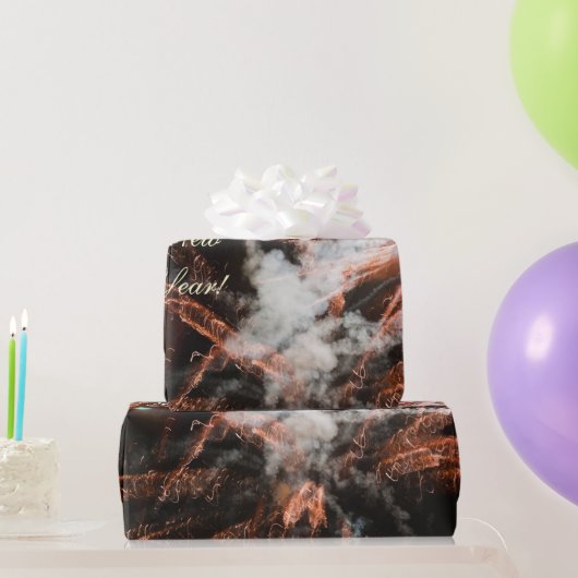 金ゴールド花火抽象芸術金ゴールド黒煙 ラッピングペーパー (パーティーギフト)