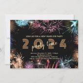 金ゴールド花火新年のイブパーティの招待状 招待状 (正面)