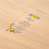 金ゴールド花秋結婚葉 アクリル招待状