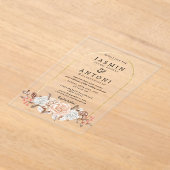 金ゴールド花秋結婚葉 アクリル招待状 (レイダウン)