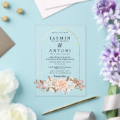 金ゴールド花秋結婚葉 アクリル招待状 (インサイチュ (ウェディング))