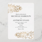 金ゴールド花箔結婚式招待状 箔招待状 (正面)