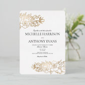 金ゴールド花箔結婚式招待状 箔招待状 (立ち正面)
