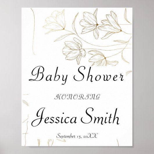 金ゴールド花赤ちゃんシャワー歓迎ポスターサイン ポスター (正面)