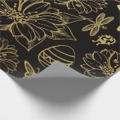 金ゴールド花、イースターエッグシームレスフラワー ラッピングペーパー (角)