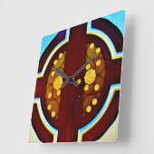 金ゴールド花 スクエア壁時計 (傾斜)