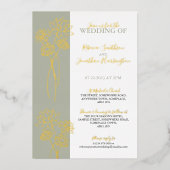 金ゴールド花Sage Photo結婚's Foil招待状 箔招待状 (正面)