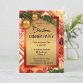 金ゴールド芸術的クリスマスディナーパーティの招待状 招待状 (スタンド正面)