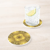 金ゴールド芸術的フラクタルデザイン_砂岩コースター コースター (側面)