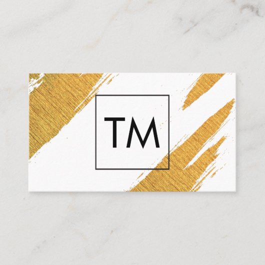 金ゴールド芸術的マークとブラックボックスのモノグラム 名刺 (正面)