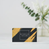 金ゴールド芸術的マーク(白いボックス) 名刺 (スタンド正面)