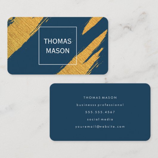 金ゴールド芸術的マーク（白いボックス） 名刺 (正面/裏面)