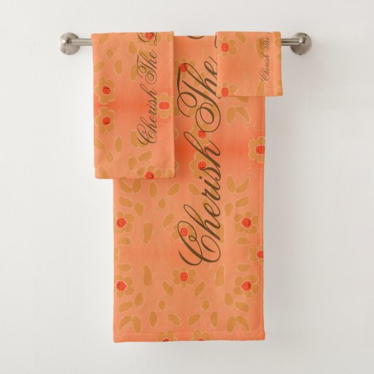 金ゴールド茶色フローラ開花 バスタオルセット (インサイチュ)