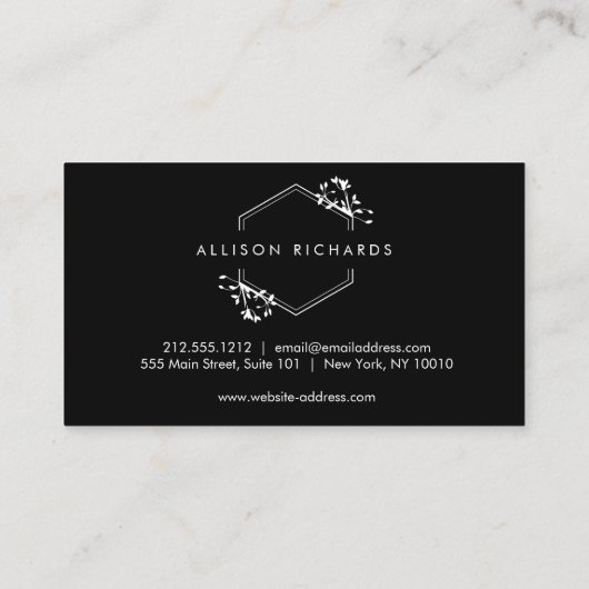 金ゴールド華美つる植物及びリーフエンブレム名刺 名刺 (裏面)