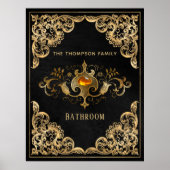 金ゴールド華美とブラックヴィンテージ宝石 ポスター (正面)