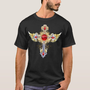 金ゴールド華美と銀の聖十字架 Tシャツ