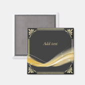 金ゴールド華美と黒いデザインテンプレート マグネット (正面/裏面)