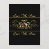 金ゴールド華美は紫色の宝石が日付を保存する 案内ポストカード (正面)