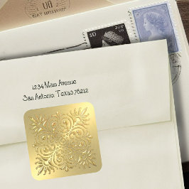 金ゴールド華美エンボスルックステッカー スクエアシール