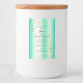 金ゴールド華美オーナメント製品ラベルのロゴ付きティール（緑がかった色） フードラベル (正面)