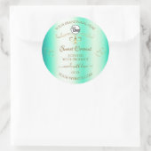 金ゴールド華美オーナメント製品ラベルのロゴ付きティール（緑がかった色） ラウンドシール (バッグ)