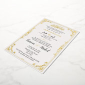 金ゴールド華美クラシックエレガントムスリム結婚アラビア 箔招待状 (回転した状態)