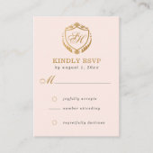 金ゴールド華美クレストピークトスカニーイタリアウェディングRSVP エンクロージャーカード (正面)