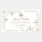 金ゴールド華美コーナー白い製品ラベル追加ロゴ 長方形シール (正面)