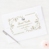 金ゴールド華美コーナー白い製品ラベル追加ロゴ 長方形シール (封筒)