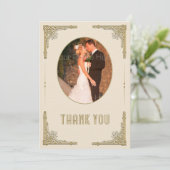 金ゴールド華美コーナー、アールデコ、写真ありがとう サンキューカード (スタンド正面)