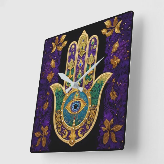 金ゴールド華美サードアイハムザ スクエア壁時計 (傾斜)