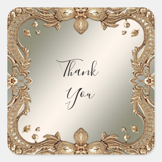 金ゴールド華美シール スクエアシール (正面)