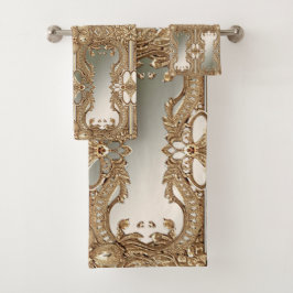 金ゴールド華美タオルセット バスタオルセット