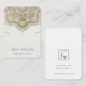 金ゴールド華美ティール(緑がかった色)マンダライヤリングネックレスディスプレイ 名刺 (正面/裏面)