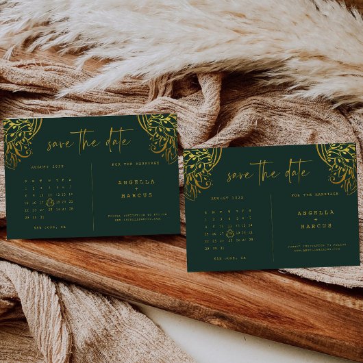 金ゴールド華美フリルウェディング日付カードを保存 セーブザデート