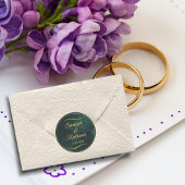 金ゴールド華美フレームとエメラルドグリーン結婚ズ ラウンドシール