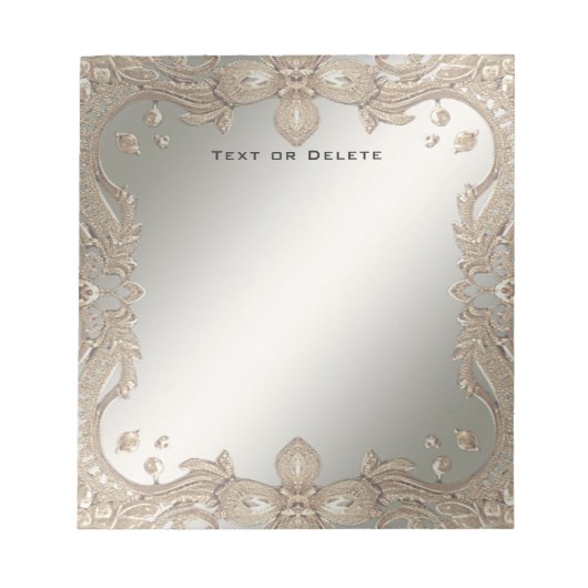 金ゴールド華美フレームのメモ帳 ノートパッド (正面)