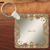 金ゴールド華美フレームキーチェーン キーホルダー (正面)